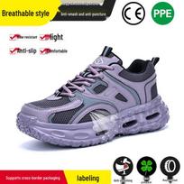 Dinggu Women's Safety Work Shoes - Anti-Smash, Anti-Puncture, Breathable, Lightweight, Fashionable Casual Style Purple; 36 gray