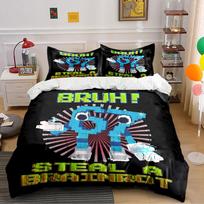 Bruh Robot Steal Brainrot Bedding Duvet Cover Set  (1*Duvet Cover 2*Pillowcases, without duvet insert) 135x200cm white