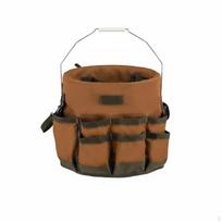 Canvas Bucket Tool Bag Multiple Pockets Organizer Heavy Duty Workshop Accessory for brown