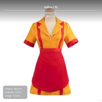 Bankrutuojančių merginų Helovino Cosplay tarnaitės suknelė, trumpas sijonas, uniformos komplektas, moteriškas, geltonas, S dydis Yellow XL orange