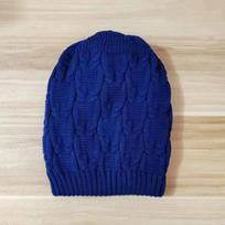Korean Style Warm Double Layer Knit Beanie Hat For Women Winter One Size mėlyna