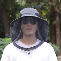 Foldable Mosquito Hat With Hidden Net Mesh Repellent Insect Bee Protection Casual Outdoor Sunscreen Fishing Cap Panama Hat tamsiai pilka spalva