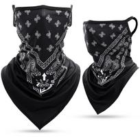 Summer Hanging Ear Bandana Sport Triangle Scarf Cycling Skiing Riding Hike Hunting Bike Running Breathable Face Mask Women Men black