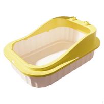 Cat Cats Litter Pan Sand Box Open Air Pets Tray Low Profile with Rim Kitty Kitten es geltona