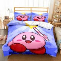 3D Printed Kawaii Cartoon Kirbys Bedding Collection Single Twin Full Queen King Size Bed Collection Adult Kid Bedroom Bedding Gift 135x200cm 2pcs blue