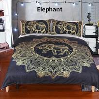 New Bohemia Indian Elephant Bedding Set Hot Gold Pattern Double Duvet Cover Sets Pillowcases Mandala Bedding Sets Bedroom 859 (135x200cm) gray