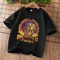 New Five Nights At Freddys Kids T-shirts FNAF Cartoon Graphic T-shirt Children Casual Sports Tops Short Sleeves Kids Clothing 100 brown