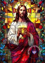 Jesus Christ Colored Glass Diamond Painting Kit 5D DIY Diamond Embroidery Cross Embroidery Handmade Art Gift Home Decoration 20x30 Square black