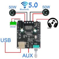 2*50W Bluetooth 5.0 galios stiprintuvas D klasės garsas 10W~200W HiFi stereofoninis belaidis muzikos grotuvas Mini USB garso plokštės programa Skaitmeninis AMP juoda