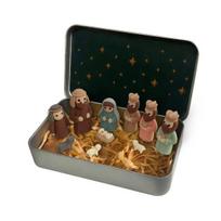 1/2/3 vnt. Mini Kalėdų prakartėlės rinkinys skardinėje dėžutėje Rankų darbo kišeninio dydžio Kalėdų prakartėlė Skardinė Derva Jėzaus gimimo ornamentas Kalėdinė dekoracija 1pc B black
