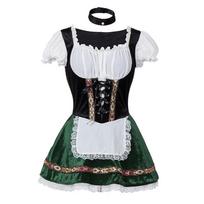 Popular Oktoberfest Bavarian Maid Costume Dress for Stage Performance L/XL žalia