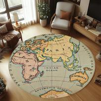 World Map Round Rug for Office, Office Rug, Educational Mat, Learning Rug, Kids Rug, Kids Room Rug, Printed Rug, Playroom Carpet 80cmx80cm white