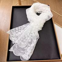 Casual Embroidered Flower Lace Scarf Lightweight Long Sunscreen Shawl Breathable Mesh Silk Scarf Summer balta