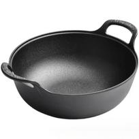 Cast Iron Skillet with Handles Durable Grilling Wok Nonstick Cooking Pot for Home Outdoor Grilling Camping Kitchen Cookware gray