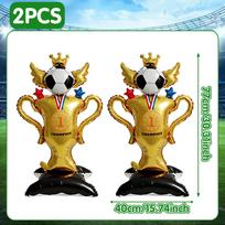2 Pack Standing Football Trophy Foil Balloons with Crown Football Themed Party Decorations for Sporting Events, Football Game Celebrations 2pcs yellow