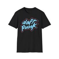 Daft Punk Logo White Black Tee Shirt Blue Pink Logo Retro TShirt T-Shirt tops S blue