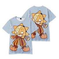Cute Sundrop FNAF Security Breach 3D Print T-Shirt, Sun Animatronic Cartoon Graphic Short Sleeve Tee XXS beige