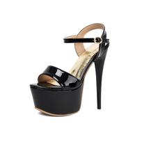 Women's Shoes Pole Dance Stiletto Beautiful High Heels High Heels Sandals Waterproof Table 38 juoda