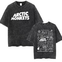 Vintažiniai skalbti didelio dydžio Arctic Monkeys albumo spaudinio marškinėliai Retro roko muzika trumpomis rankovėmis laisvi gatvės drabužiai kasdieniai viršutiniai drabužiai vyrams moterims kasdieniam dėvėjimui L žalia