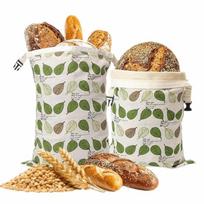 Reusable Beeswax Bread Bags Cotton Beeswax Coated Fresh-Keeping Bread Bags Zipper Closure 43*33cm Bread Storage Bags Freezer Use gray