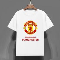 Manchester United White Football T‑shirt  Premium Cotton L red
