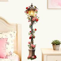 1set Translucent PVC Self Adhesive Wall Stickers Waterproof Building Decals for Home Living Room Bedroom Wall Decoration Street Lamp 600x300mm beige