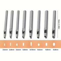 1/8 vnt. 6 mm–10 mm tuščiaviduri odos apdirbimo rankinio perforavimo įrankių rinkinys odos apdirbimui, ovalios skylės perforatorius, „pasidaryk pats“ priedai A5 gray