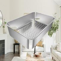Easy Clean Stainless Steel Cat Litter Tray High Side Design Anti Leakage Pan for Indoor Pets 100V-240V US Plug gray