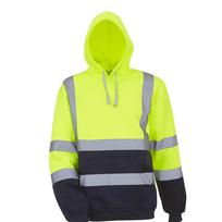 Vyriški rudens žiemos šviesą atspindintys megztiniai, gerai matomi megztiniai, ilgomis rankovėmis su gobtuvu 3XL yellow