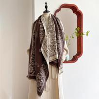 Prabangios markės kašmyro šalikė moterims - Žieminis geometrinio rašto kutuotas skara, pashmina apklotas ir bandanos pončas gray