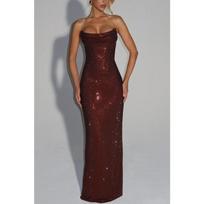 Moterims Celebrity Slim-Fit Berankovė Ilga Vakarinė Suknelė Su Blizgučiais Suknelė XL bordinė
