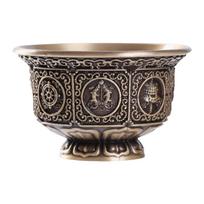 Sacred Tibetan Ritual Copper Cup Eight Auspicious Symbols Holy Water Bowl for Prayer Religious Ceremonies Supplies black
