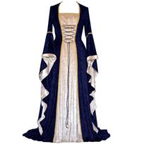 Majestic Womens 18th Century Medieval Dress With Floor Length Design And Gothic Details L mėlyna