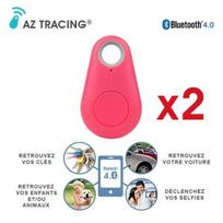 Connected Keyring Tracker - AZ TRACING® - Pack of 2 - Pink Color - Remote Photo Trigger - Anti-loss rožinė