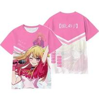 Vasaros vyriški marškinėliai Anime Oshi No Ko 3D spausdinti moterims Gatvės laisvalaikio mada trumpomis rankovėmis apvalia iškirpte vaikams laisvi marškinėliai viršutiniai drabužiai 6XL pink