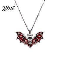 Holiday Gift for Goth Lovers Gothic Bat Halloween Accessory Vintage Punk Necklace Viking Dark Vampire Accessories Women Style Dangle Drop C gray