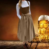 Moteriška vintažinė retro suknelė, universali suknelė darbui, scenos pasirodymams ir Oktoberfest vakarėliui XL ruda