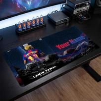 Lamine Yamal Custom Large Mouse Pad, Personalized Name Text Print, Football Logo Non‑Slip Desk Mat Gaming Gift 30cmx60cm black