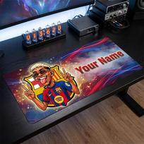 Lamine Yamal Custom Large Mouse Pad, Personalized Name Text Print, Football Logo Non‑Slip Desk Mat Gaming Gift 30cmx60cm gray
