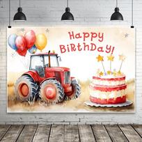 Balloon Farm Tractor Photography Backdrop Happy Birthday Background Banner Party 59x51.1inch/150*130cm