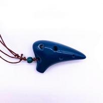 Mini 6 Holes Alto C Ocarina Black Ceramic Pottery Flute Wearable Necklace Instrument for Casual Entertainment Holiday Party tamsiai mėlyna spalva