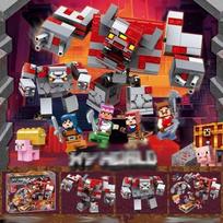 Minecraft Redstone mūšis 21163 statybinių kaladėlių rinkinys, suderinamas su Lego, edukacinis žaislas, mūšio scenos modelis