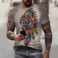 Vasaros indėnai 3D spausdinti marškinėliai Streetwear vyrams moterims madingi per dideli trumpomis rankovėmis marškinėliai apvalia kaklo iškirpte vaikų marškinėliai viršutiniai drabužiai 6XL gray