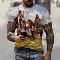 Vasaros indėnai 3D spausdinti marškinėliai Streetwear vyrams moterims madingi per dideli trumpomis rankovėmis marškinėliai apvalia kaklo iškirpte vaikų marškinėliai viršutiniai drabužiai 4XL gray