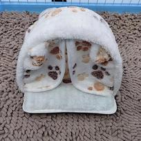 Hamster House Pet Sleeping Cave Warm Soft Beds Plush Printed Cage For Guinea Pig Squirrel Mice Rat Small Animal Supplies balta