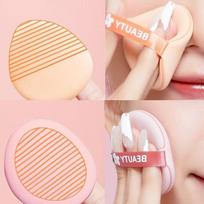 Puremantis - Set of 2: Powder Puff with Case Set of 2 - With Case - Pink & Light Orange beige