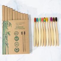 10Pcs Natural Pure Bamboo Toothbrush Portable Soft Hair Tooth Brush Eco Friendly Brushes Oral Cleaning Care Tools beige