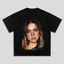 Tate McRae portrait graphics 100cotton unisex shirt 2026 Summer Harajuku Unisexs Womens Y2k Short sleeve Oneck Tshirt fan gifts 4XL black