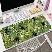 Cute Cat Large Gaming Keyboard Mouse Pad XL Green Plant Computer Gamer Tablet Mause pad Long Mousepad XXL x Play Mice Mats 800x300x2mm beige