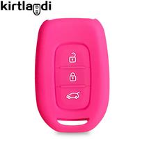 Silicone Car Key Case Cover For Dacia Logan  For Renault Twingo 3 Duster Captur Logan Laguna Scenic Key Cover Remote Shell pink